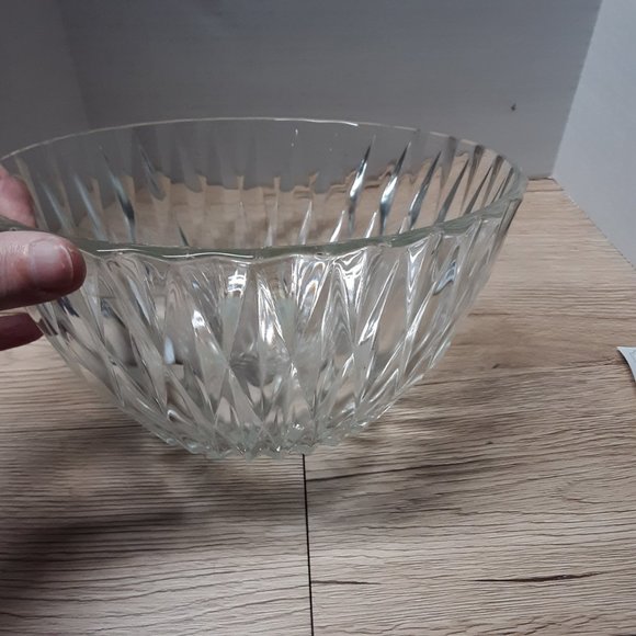 Duralex Vintage Glass Serving Bowl Diamond Pattern Made In...